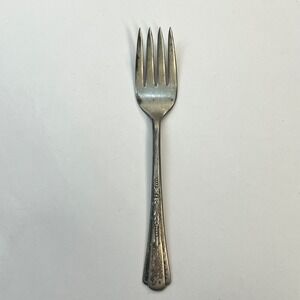 Vintage Baroness Silver Plate Salad Fork Art Deco Ornate Floral Handle 6 Inch